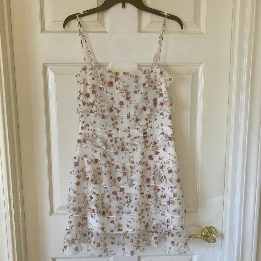 Forever 21 Chiffon Spaghetti Strap Ruffle Mini Dress Size L (8)